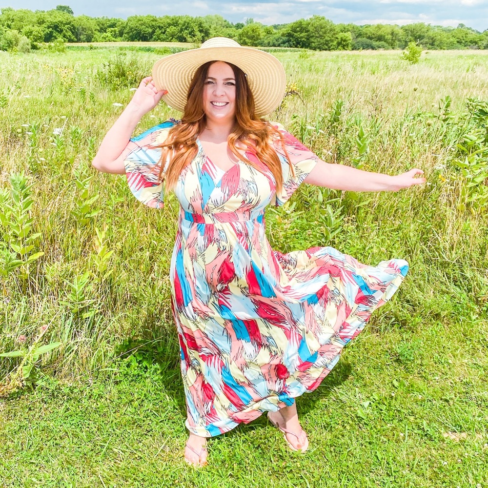 V-Neck/V-Back Maxi Dress